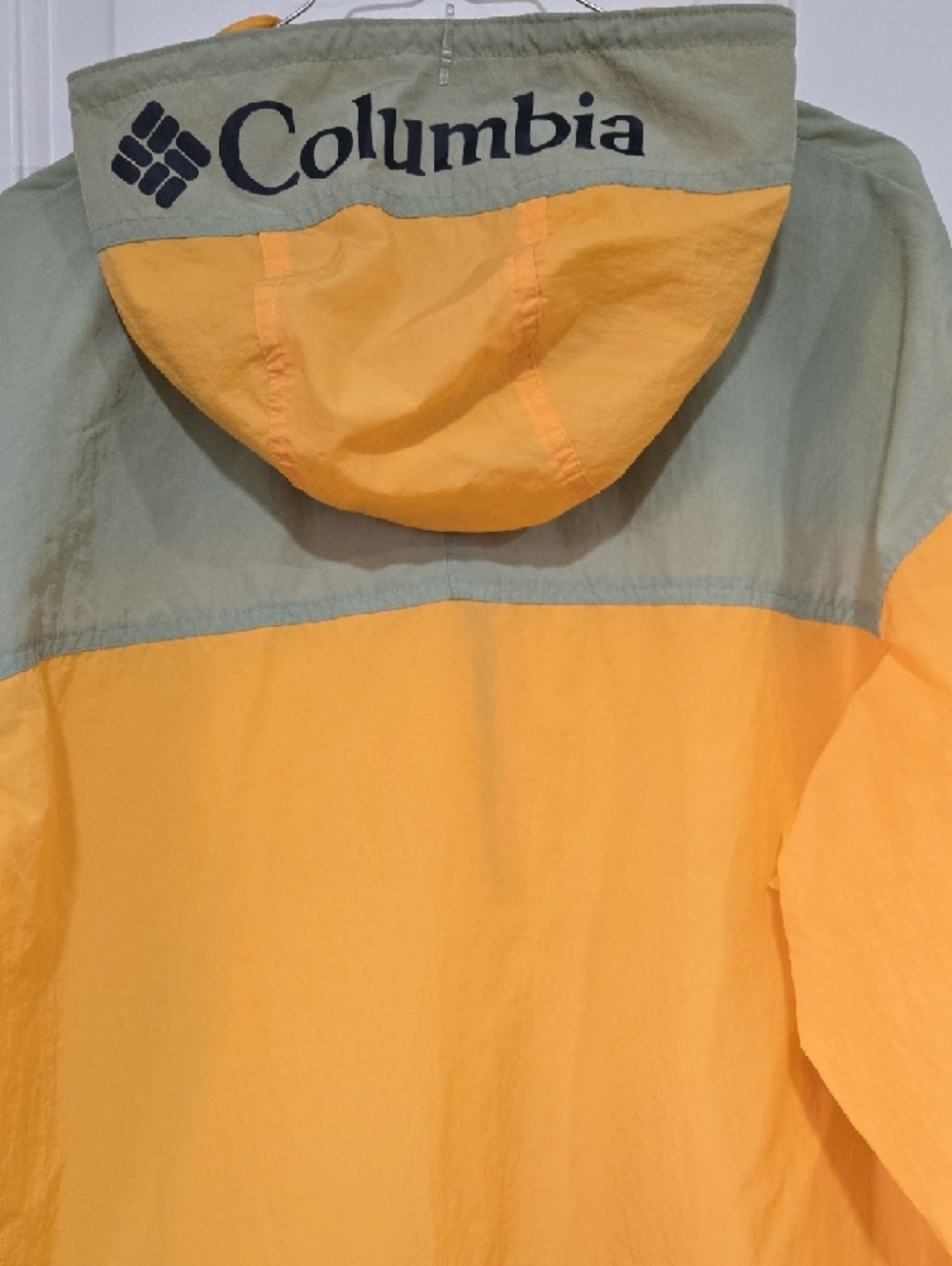 Columbia Challenger Anorak Windbreaker XL Yellow Mens Packable Jacket - Picture 4 of 6